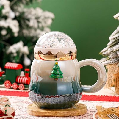 500ml Gift Box Travel Ceramic Coffee Mug Cup Set with Gradient Pearlescent Glaze