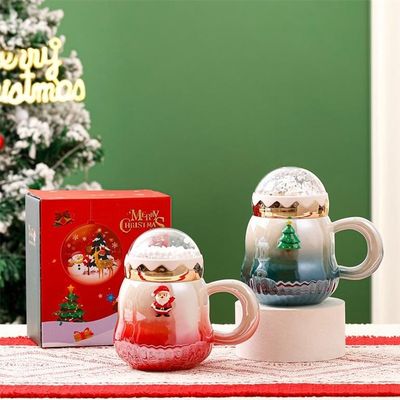 500ml Gift Box Travel Ceramic Coffee Mug Cup Set with Gradient Pearlescent Glaze