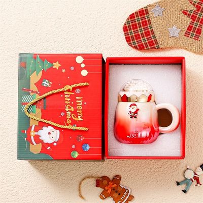 500ml Gift Box Travel Ceramic Coffee Mug Cup Set with Gradient Pearlescent Glaze