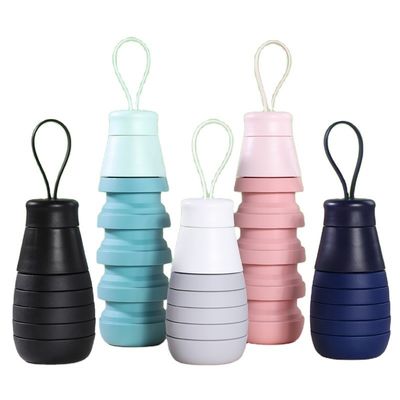 Unisex 500ml Foldable Silicone Drink Bottle Leakproof BPA Free Water Bottle for Students
