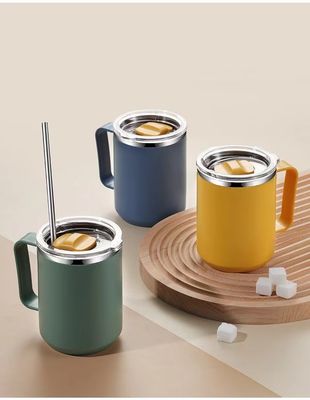 Coffee Mugs 14oz Custom Portable Double Wall Vacuum Insulated Stainless Steel Cups Tumbler with Lid