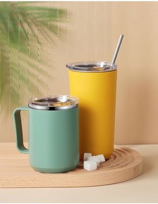 Coffee Mugs 14oz Custom Portable Double Wall Vacuum Insulated Stainless Steel Cups Tumbler with Lid