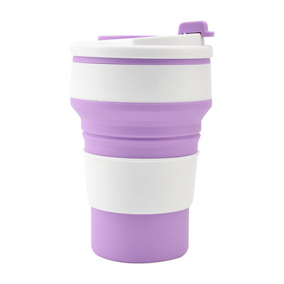 High Temperature Resistant 350ml/500ml Travel Folding Silicone Sports Mug with Lid