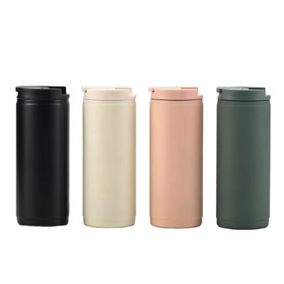 PORTABLE 400ml Double Wall Stainless Steel Insulated Coffee Cup with Lid Sport Style Spill Proof Mug Tumbler Pink