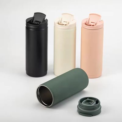 PORTABLE 400ml Double Wall Stainless Steel Insulated Coffee Cup with Lid Sport Style Spill Proof Mug Tumbler Pink