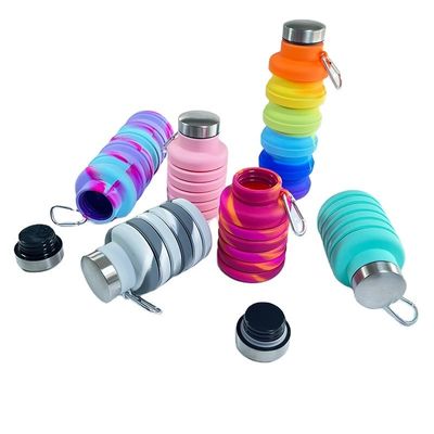 Contemporary Design 500ml Foldable Silicone Water Bottle for Unisex Travel Gym Sports