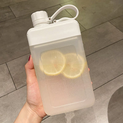 450ml BPA-free Square PP Plastic Portable Juice Sports Bottle With Cap Custom Pattern