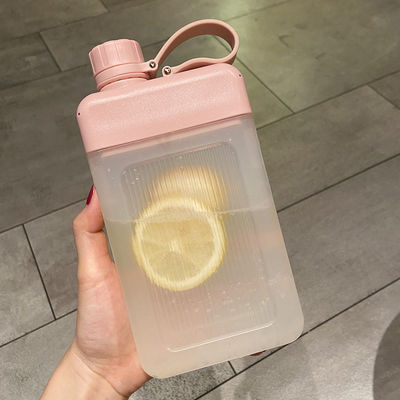 450ml BPA-free Square PP Plastic Portable Juice Sports Bottle With Cap Custom Pattern