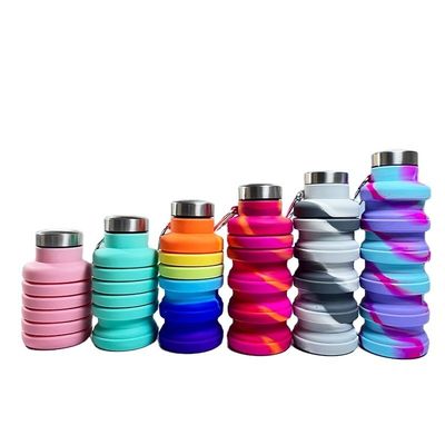 Custom Logo 500ml Silicone Water Bottle for Holiday Gym Sports BPA Free Student Cup