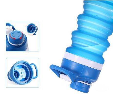 Custom Logo 750ML Foldable Water Bottle BPA Free Silicone for Kids School and Sports