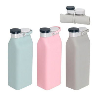 Foldable Silicone Collapsible Water Bottle with Straw Customized Color Acceptable