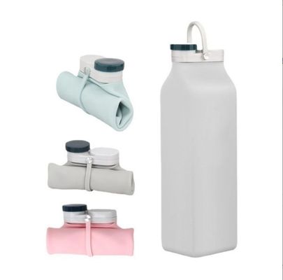 Foldable Silicone Collapsible Water Bottle with Straw Customized Color Acceptable