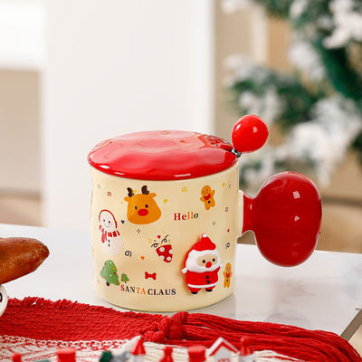 High Beauty 3D Christmas Mug Gift Lid With Spoon Sublimation Custom Design Style Cute