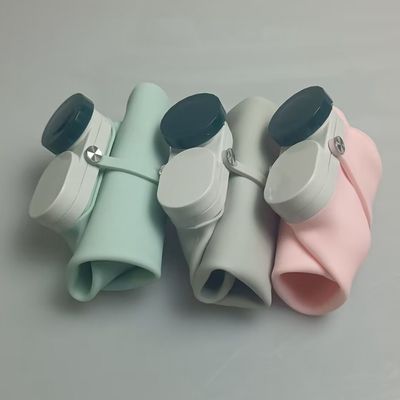 Foldable Silicone Collapsible Water Bottle with Straw Customized Color Acceptable