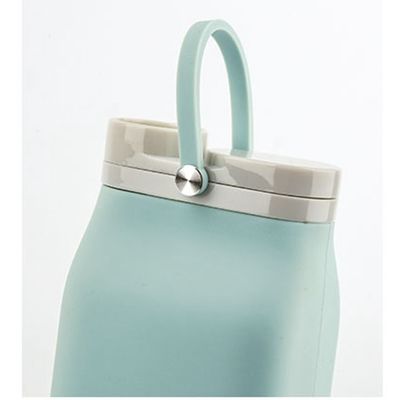 Foldable Silicone Collapsible Water Bottle with Straw Customized Color Acceptable