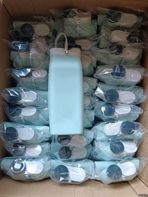 Foldable Silicone Collapsible Water Bottle with Straw Customized Color Acceptable