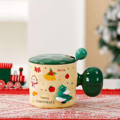 High Beauty 3D Christmas Mug Gift Lid With Spoon Sublimation Custom Design Style Cute