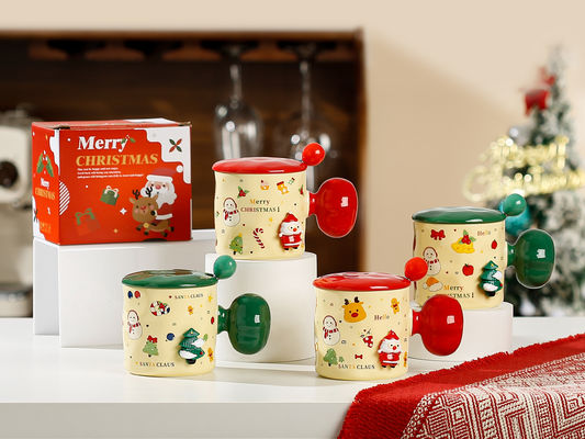 High Beauty 3D Christmas Mug Gift Lid With Spoon Sublimation Custom Design Style Cute