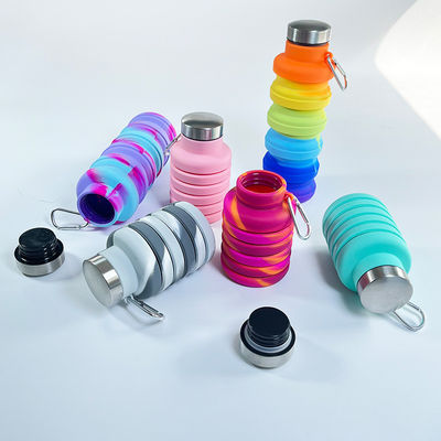 Outdoor Sport Tour Bottle Cute Recyclable Colored Silicone Water Bottles with Custom Logo