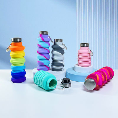 Outdoor Sport Tour Bottle Cute Recyclable Colored Silicone Water Bottles with Custom Logo