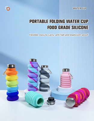 Outdoor Sport Tour Bottle Cute Recyclable Colored Silicone Water Bottles with Custom Logo
