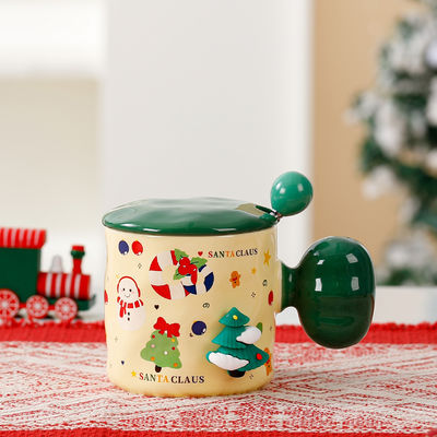 Sublimation Custom Ceramic Cup Reusable 3D Christmas Mug Gift with Lid and Spoon