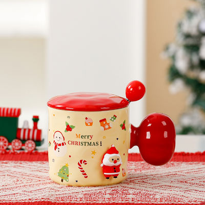 Sublimation Custom Ceramic Cup Reusable 3D Christmas Mug Gift with Lid and Spoon