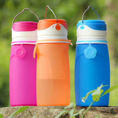550ML Bpa Free Clear Sublimation Collapsible Gym Sport Kids Silicone Water Bottle With Led Light for Adults