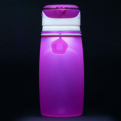 550ML Bpa Free Clear Sublimation Collapsible Gym Sport Kids Silicone Water Bottle With Led Light for Adults