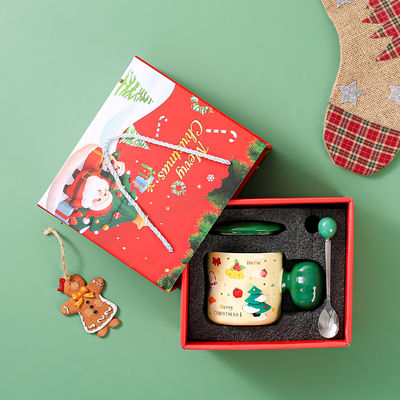 High Appearance Level Ceramic Santa Mug with Spoon Natural and Healthy Christmas Gift