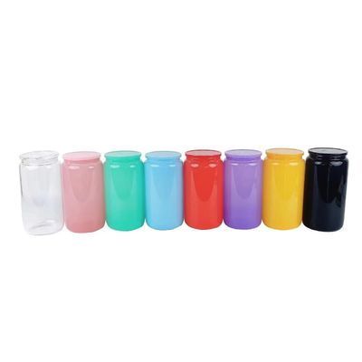 Glass Drinking Bottle 16oz Colorful Fashionable Portable Shape for Free Fruit Water