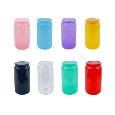 Glass Drinking Bottle 16oz Colorful Fashionable Portable Shape for Free Fruit Water