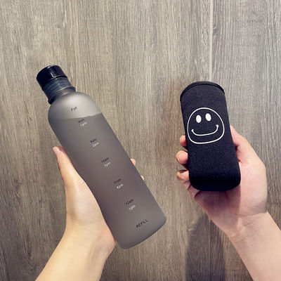 Sustainable 500ml Gym Plastic Water Bottle with Time Scale Leakproof and BPA Free