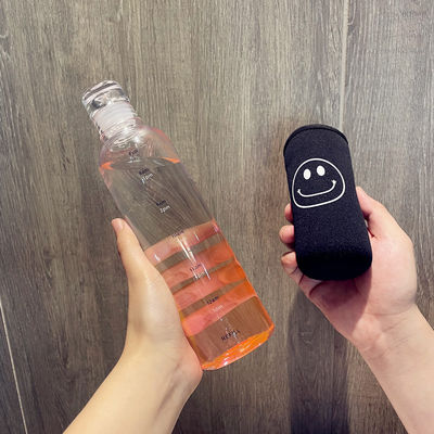 Sustainable 500ml Gym Plastic Water Bottle with Time Scale Leakproof and BPA Free