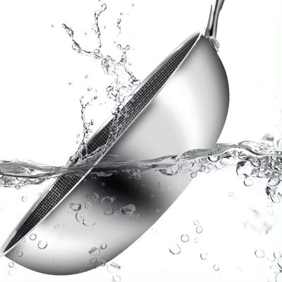 32cm 34cm Non-stick Wok Pot With Glass Lid Made of Antibacterial 304 Stainless Steel