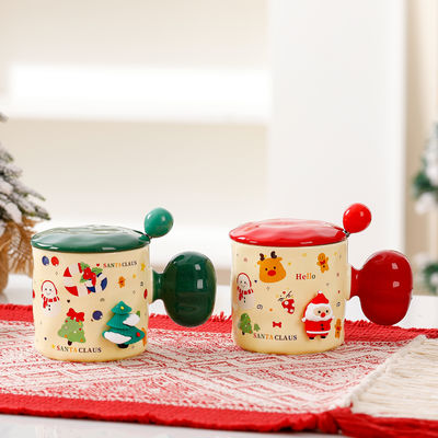 Custom Sublimation 3D Christmas Mug with Lid and Spoon High Beauty Ceramic Cup 380 ml Capacity
