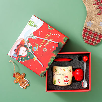 Sublimation Custom 3D Christmas Mug Ceramic Cup with Lid and Spoon 380 ml Capacity