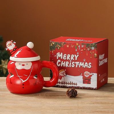 Luxury Christmas Ceramic Santa Mug with Custom Logo Design and No Accessories Included