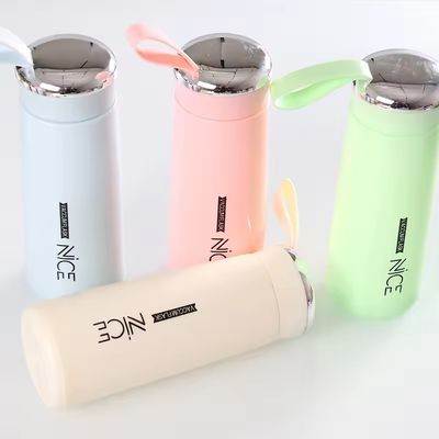 400ml Glass Mini Outdoor Portable Leakproof Water Bottle With Lanyard for Promotion