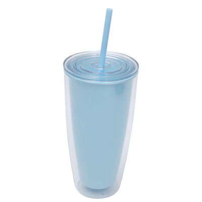 24 oz Double-walled Reusable Plastic Cups With Lids And Straws Drinkware With Straw