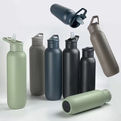 Vacuum Insulated Stainless Steel Flask with Handle Lid Army Green 580ml and 1000ml