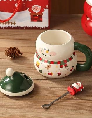 Experience the Magic of Christmas with our 400ml Ceramic Santa Mug and Spoon Set
