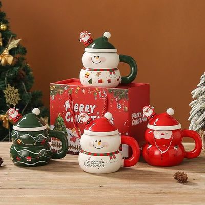 Experience the Magic of Christmas with our 400ml Ceramic Santa Mug and Spoon Set