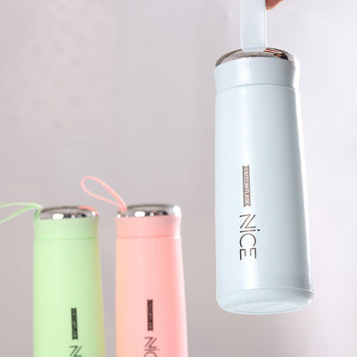 400ml Glass Mini Outdoor Portable Water Bottle with Lanyard Logo Custom Sublimation Mug