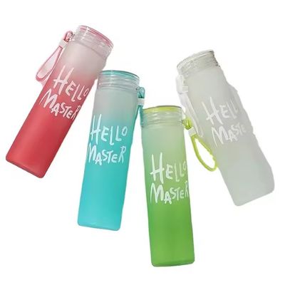 Multicolor Gradual Frosted Glass Tea Bottle Ideal for Students and Advertising Gift