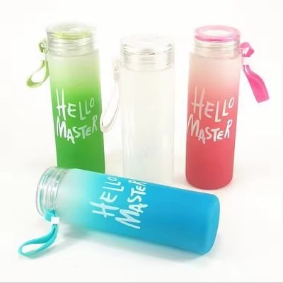 Multicolor Gradual Frosted Glass Tea Bottle Ideal for Students and Advertising Gift