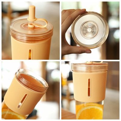 Summer Must-Have 700ml Clear Bpa Free Juice Drinking Water Bottle With Straw Sleeve