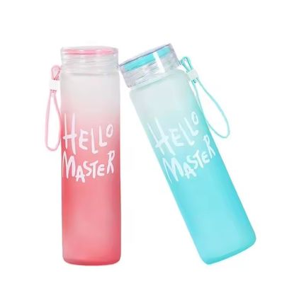 Multicolor Gradual Frosted Glass Tea Bottle Ideal for Students and Advertising Gift