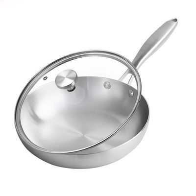 Frying Pans Skillets 22/24/26/28cm Stainless Steel Fry Pan with Glass Lid and Pot Cover