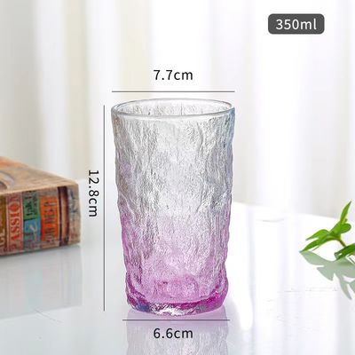 LID Transparent Clear Can Glass 350ml Creative Portable Leak Proof Color Bark Pattern